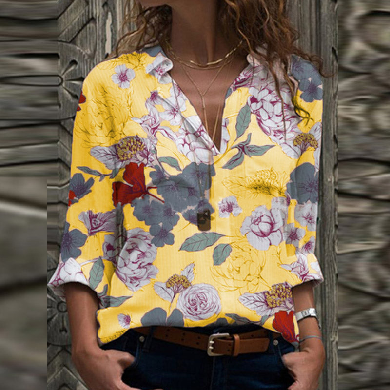 Printed Long-Sleeved Shirt And Floral Shirt