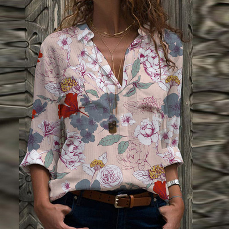 Printed Long-Sleeved Shirt And Floral Shirt
