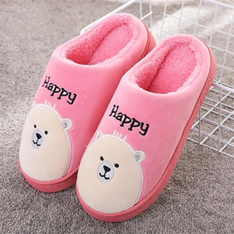 Winter Cotton Slippers For Men And Women To Keep Warm Plus Velvet Thick Sleeping Shoes
