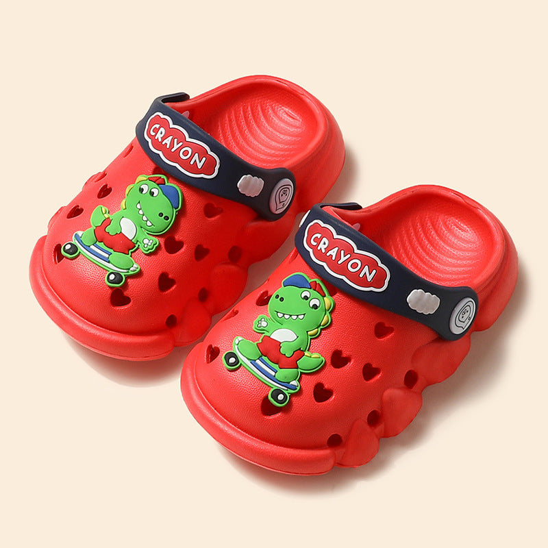 Children's Hole Shoes Xia Xiaotong Indoor Anti-Slip Baotou Sandals Men And Women Toddlers Baby Cartoon Cute Dinosaur Slippers