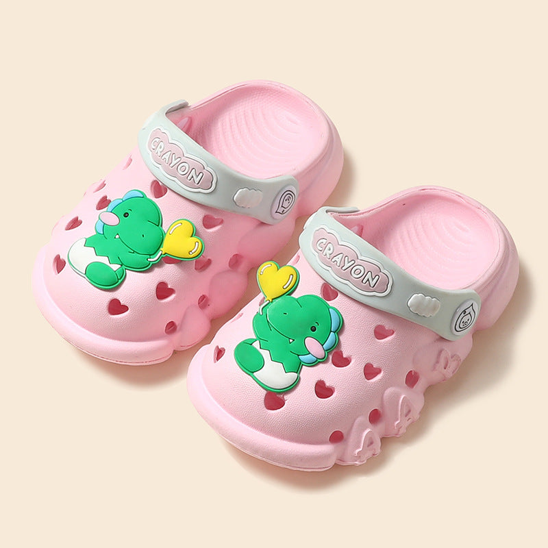 Children's Hole Shoes Xia Xiaotong Indoor Anti-Slip Baotou Sandals Men And Women Toddlers Baby Cartoon Cute Dinosaur Slippers