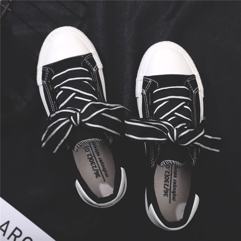 Spring All-Match White Shoes Women's Shoes Korean Version Of Harajuku Single Shoes Shoes Board Shoes Students Ins Canvas Shoes Women