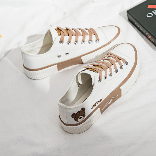 Bear Canvas Shoes For Women Spring New Korean Board Shoes For Female Students