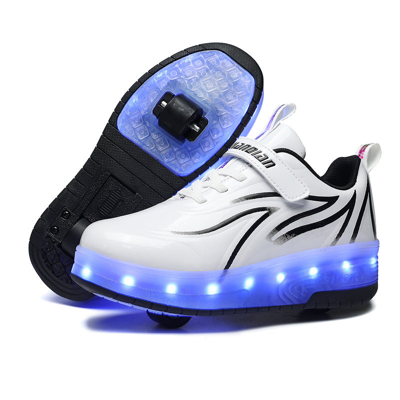 Foreign Trade Skating Shoes Wholesale And Wholesale On Behalf Of Men, Women And Children Adult Blast Walking Shoes Single Wheel Led Colorful Lights Manufacturers