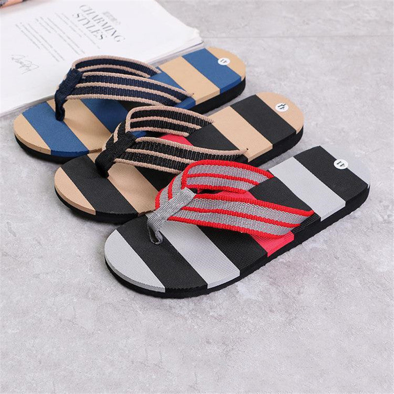 Fashion Men Summer Stripe Flip Flops Shoes Sandals