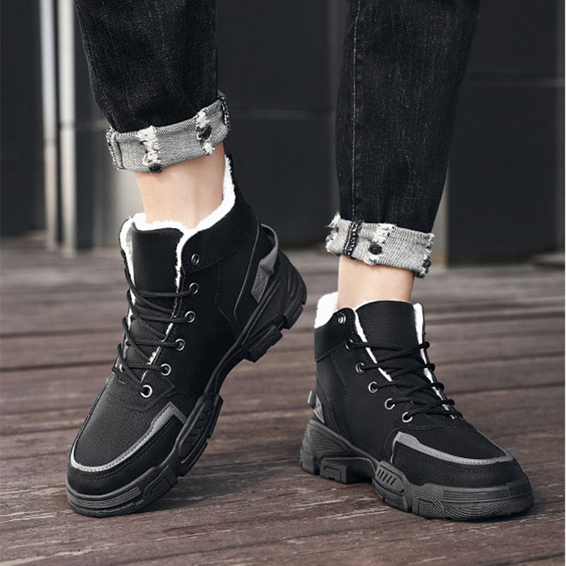 Plush Snow Boots Winter New Winter Velvet Thickened Warm Cotton Shoes Casual Trendy High-top Workwear Boots For Men