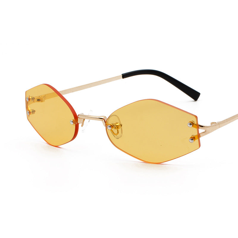 Sunglasses Ocean Piece Sunglasses Rimless Metal Legs Small Frame Diamond-shaped Glasses