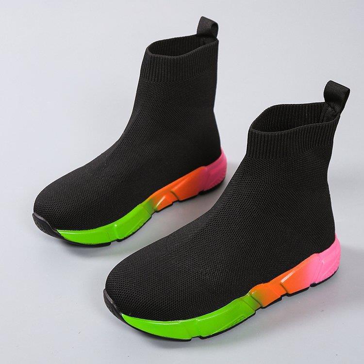 Iridescent Shoes Platform Black Ankle Boots For Women