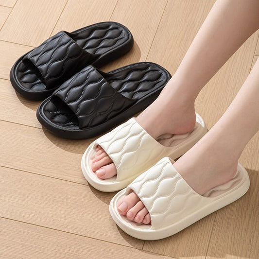 Ripple Style House Slippers EVA Soft Bathroom Slippers Women Men Shoes Home