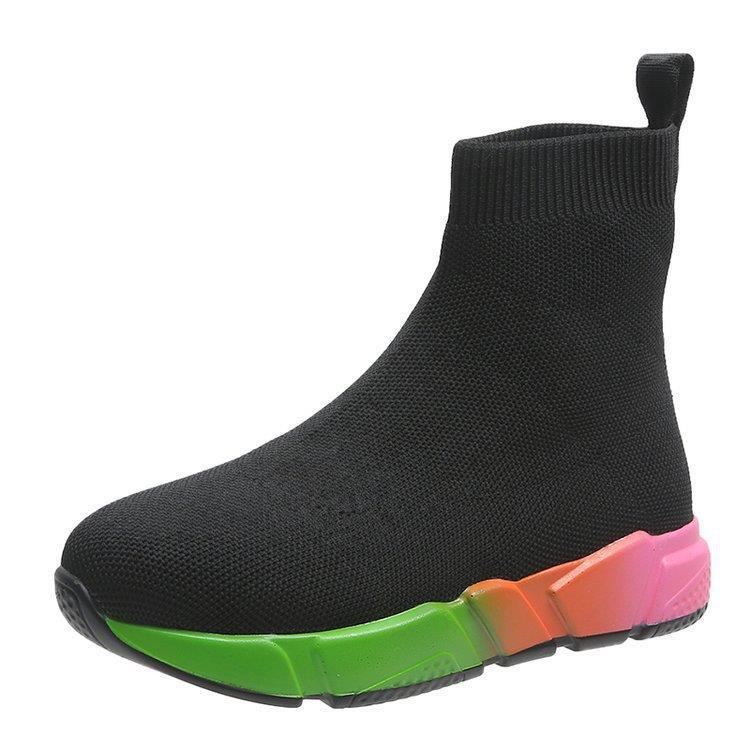 Iridescent Shoes Platform Black Ankle Boots For Women