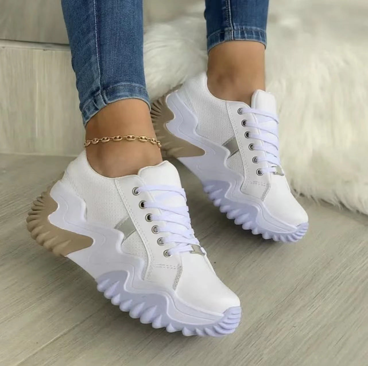 Women Shoes Lace-up Sports Sneakers