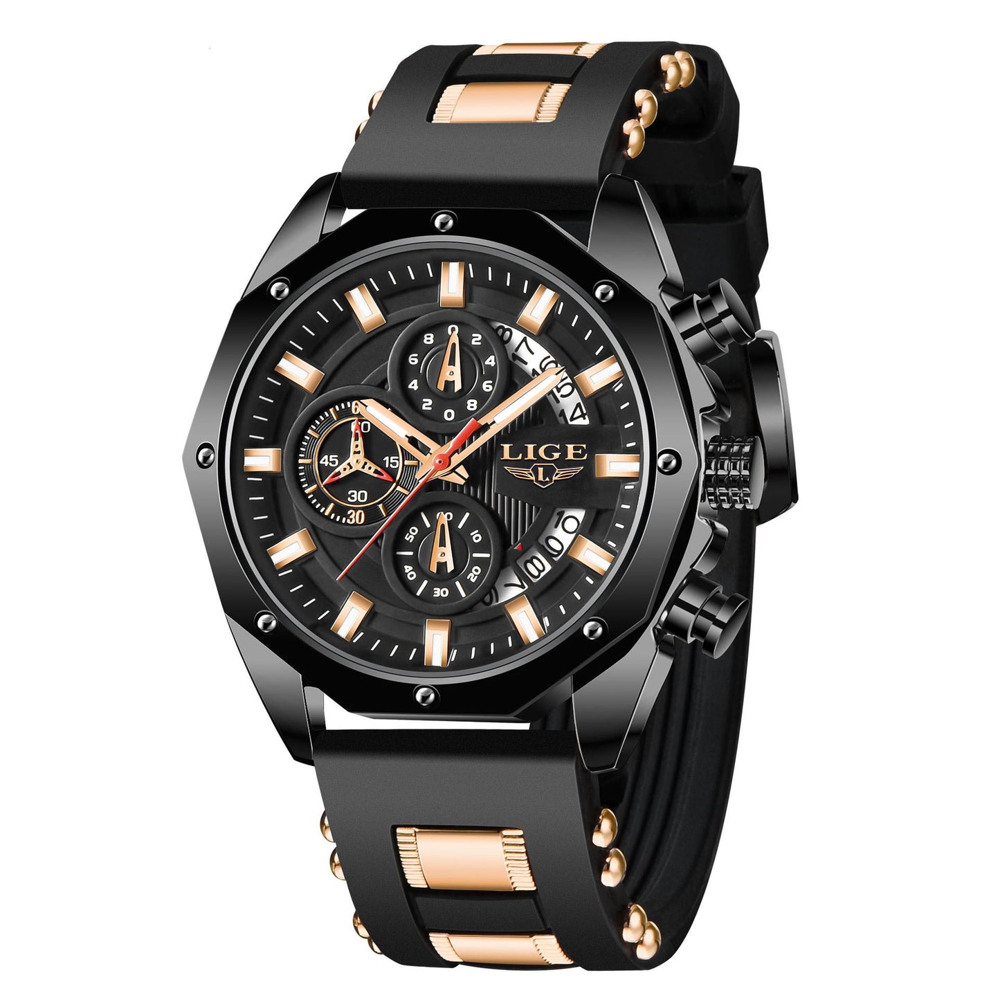 Fashion Mens Watches Top Brand Luxury Silicone Sport Watch Men Quartz Date Clock Waterproof Wristwatch Chronograph