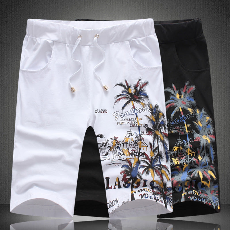 New Short-sleeved Suit Fashion Printed Men Leisure Set Short-sleeved T-shirt Shorts Sports Two-piece Suit