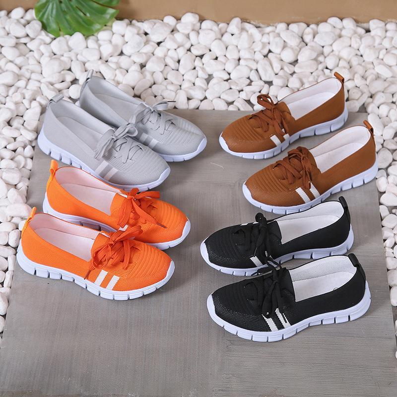 Casual Lace-up Mesh Shoes Preppy Flats Walking Running Sports Shoes Sneakers For Women