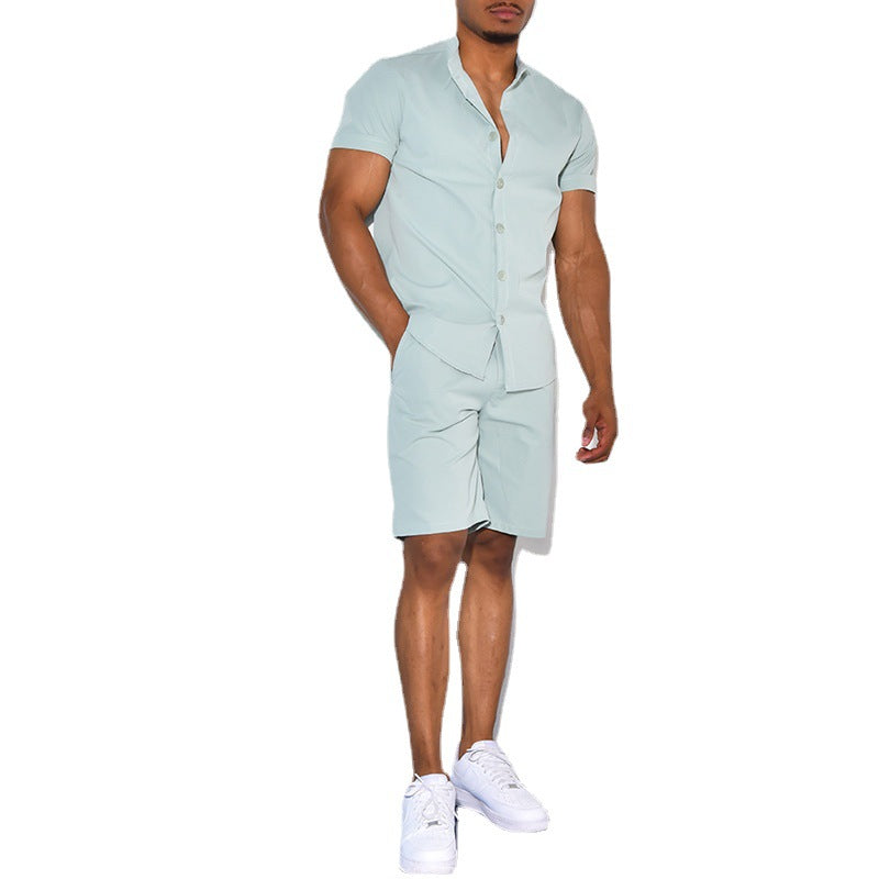 Shirt Short Sleeve Two-piece Suit For Men