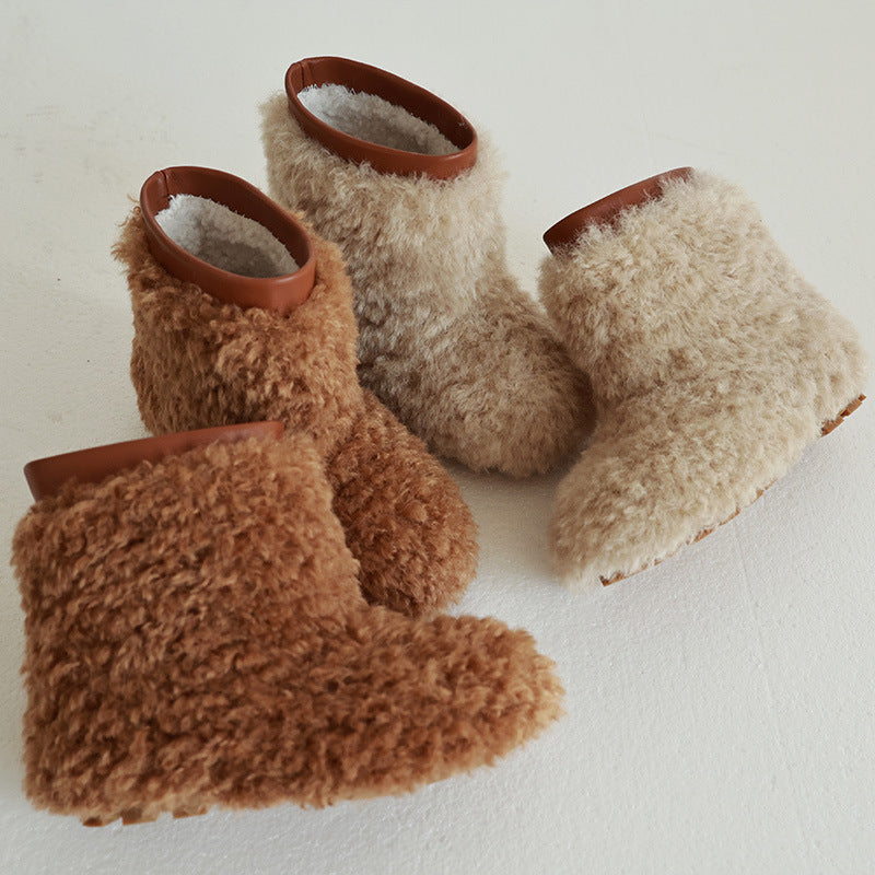 New Casual Winter Girls Thermal Soft Soled Sleeve Fur Booties
