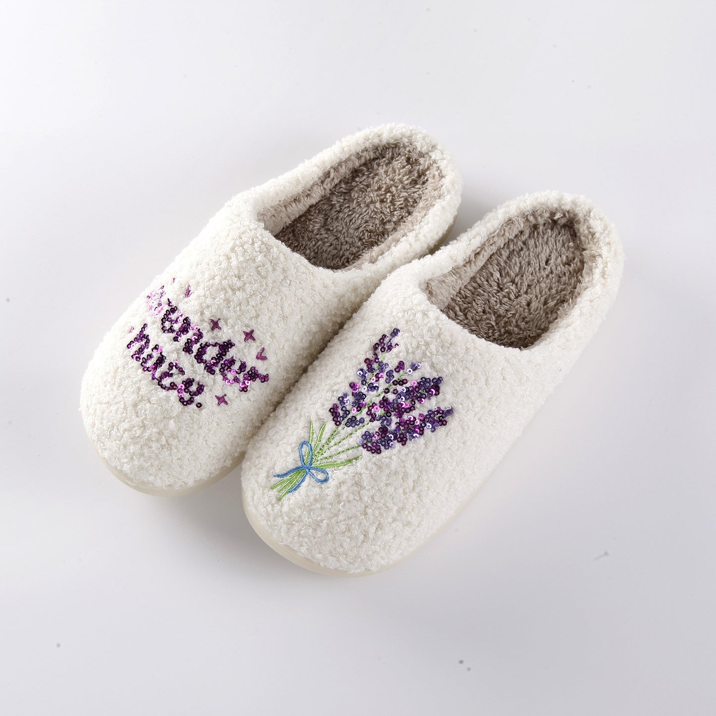 New Home Lavender Warm Winter Cotton Slippers Couple Men And Women Thick Bottom Soft Sole Shoes Thick Non-slip