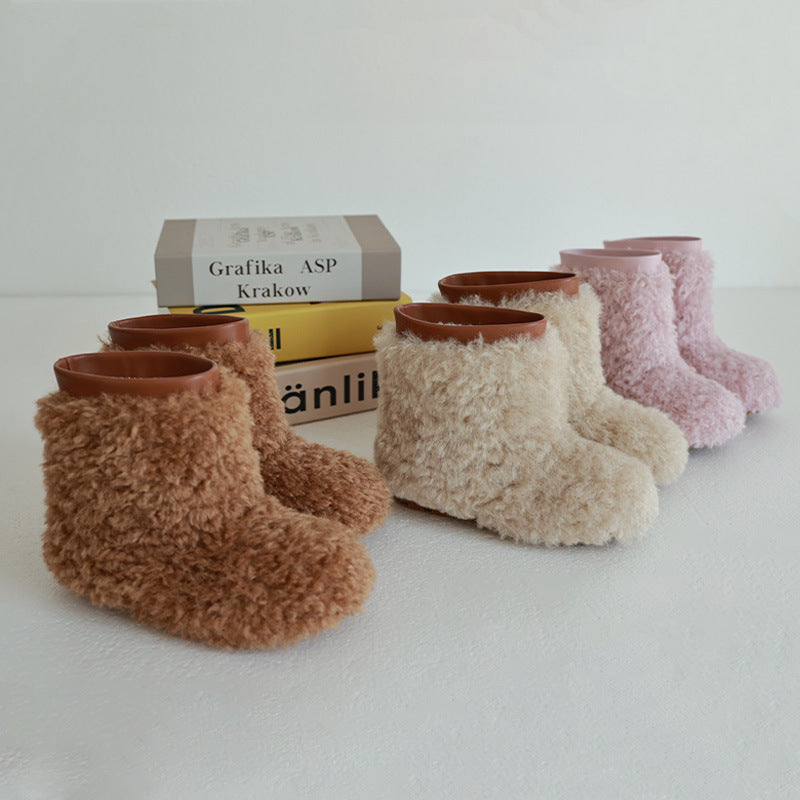 New Casual Winter Girls Thermal Soft Soled Sleeve Fur Booties