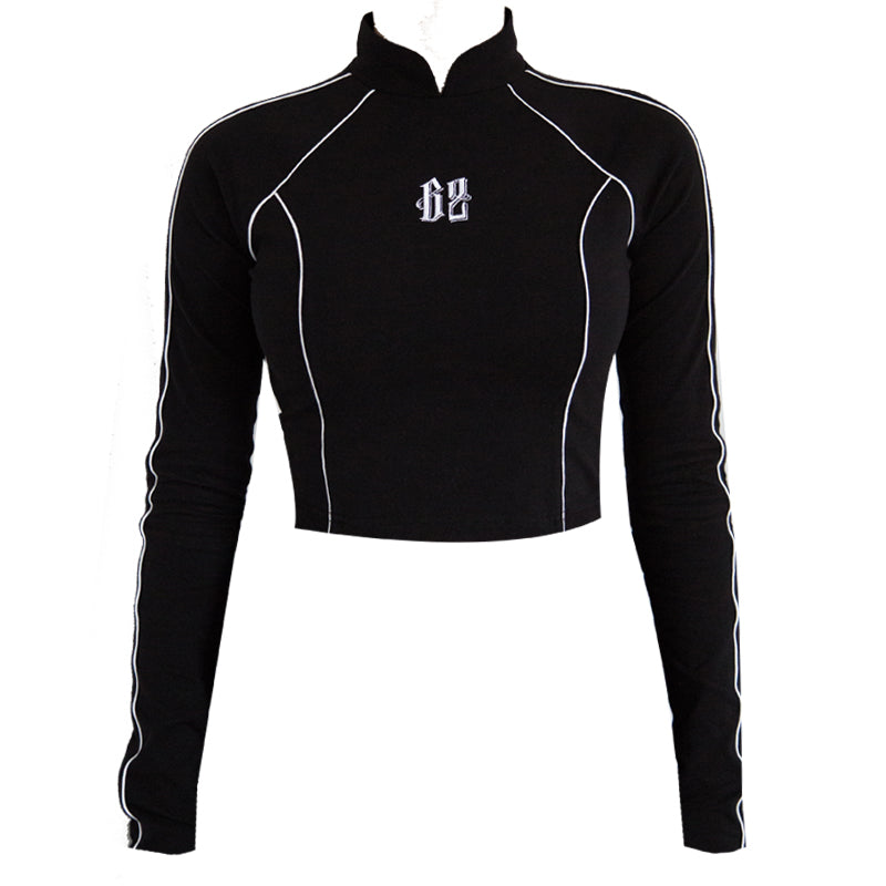 Embroidered Modified Tang Collar Long Sleeve Track Top